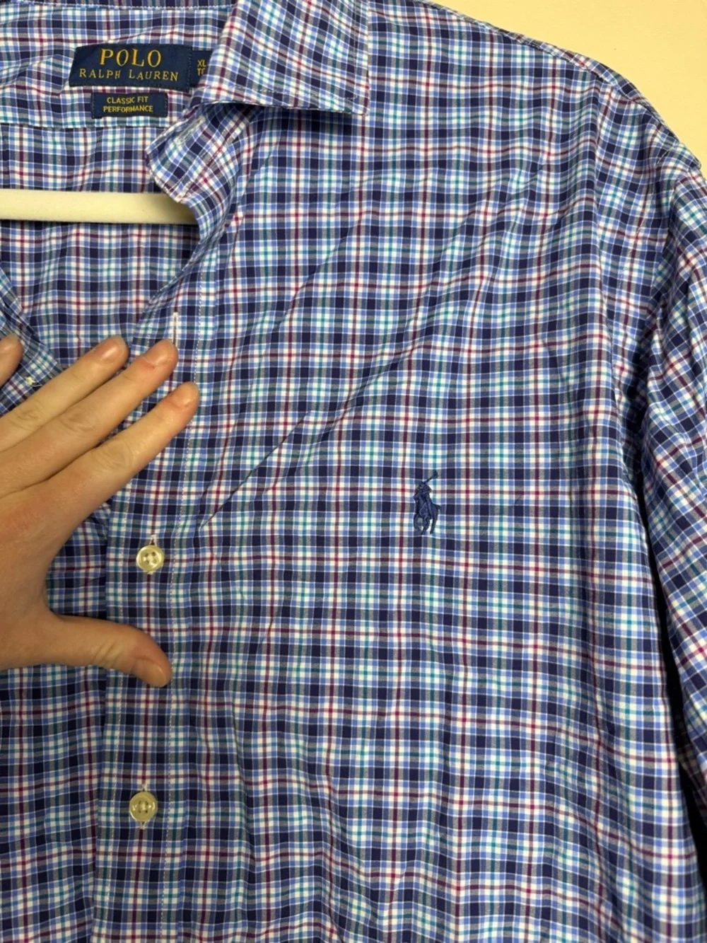 Polo Ralph Lauren Blue and White Plaid classic fit performance Button-Down Shirt